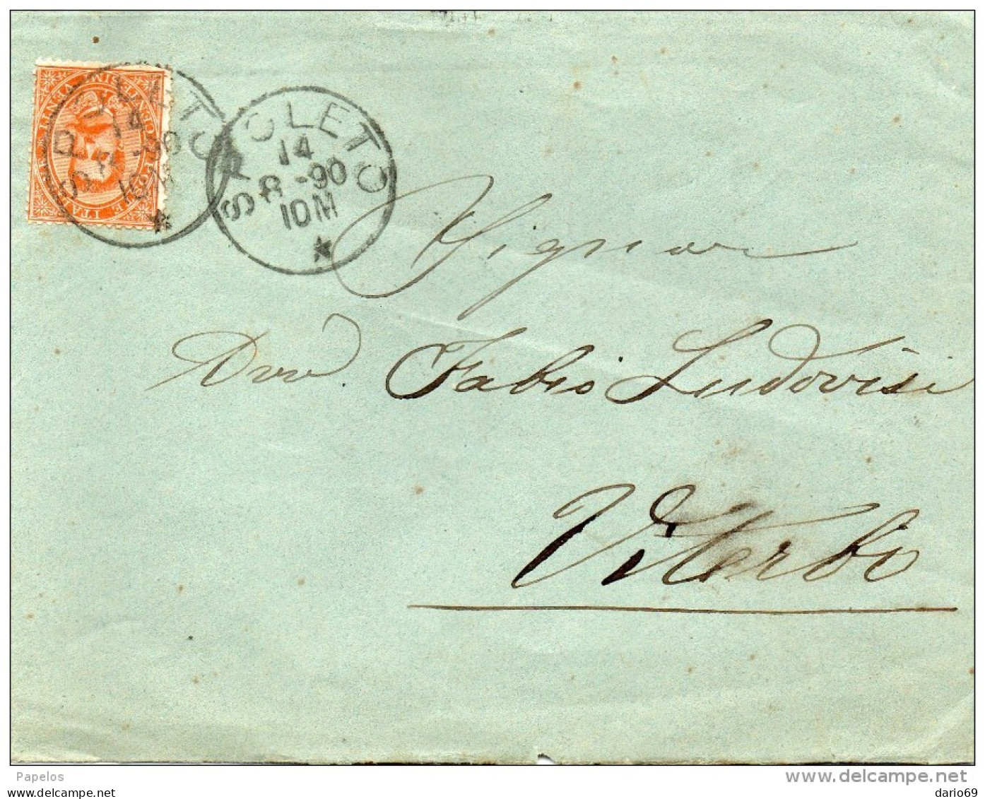 1890 LETTERA CON ANNULLO SPOLETO - Storia Postale