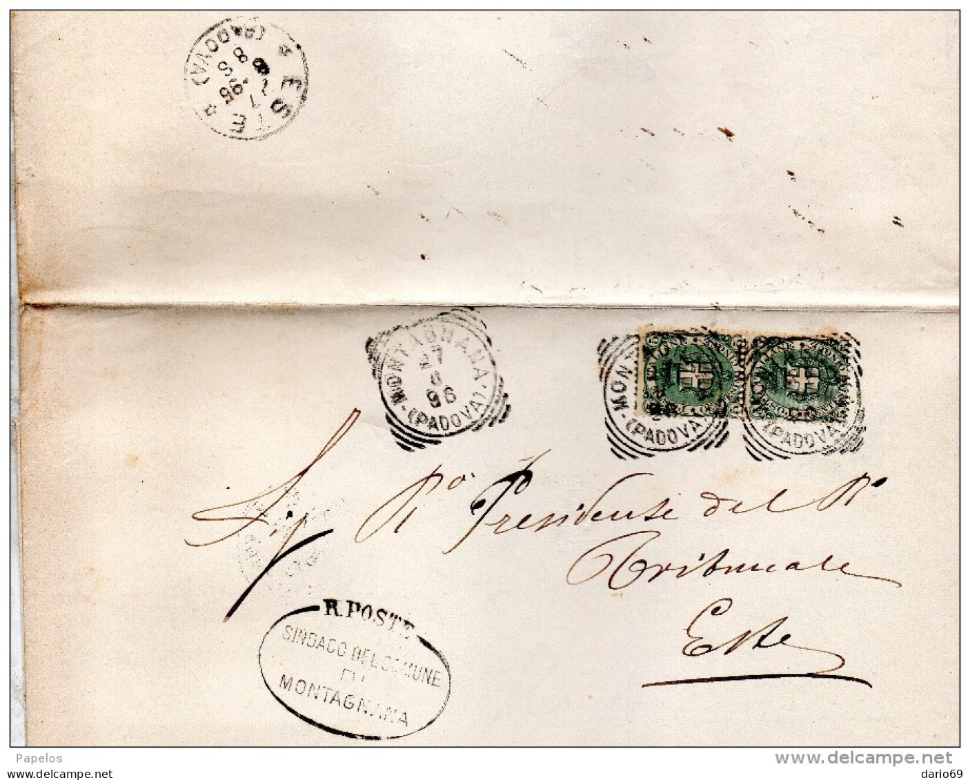 1896 LETTERA CON ANNULLO MONTAGNANA PADOVA - Storia Postale