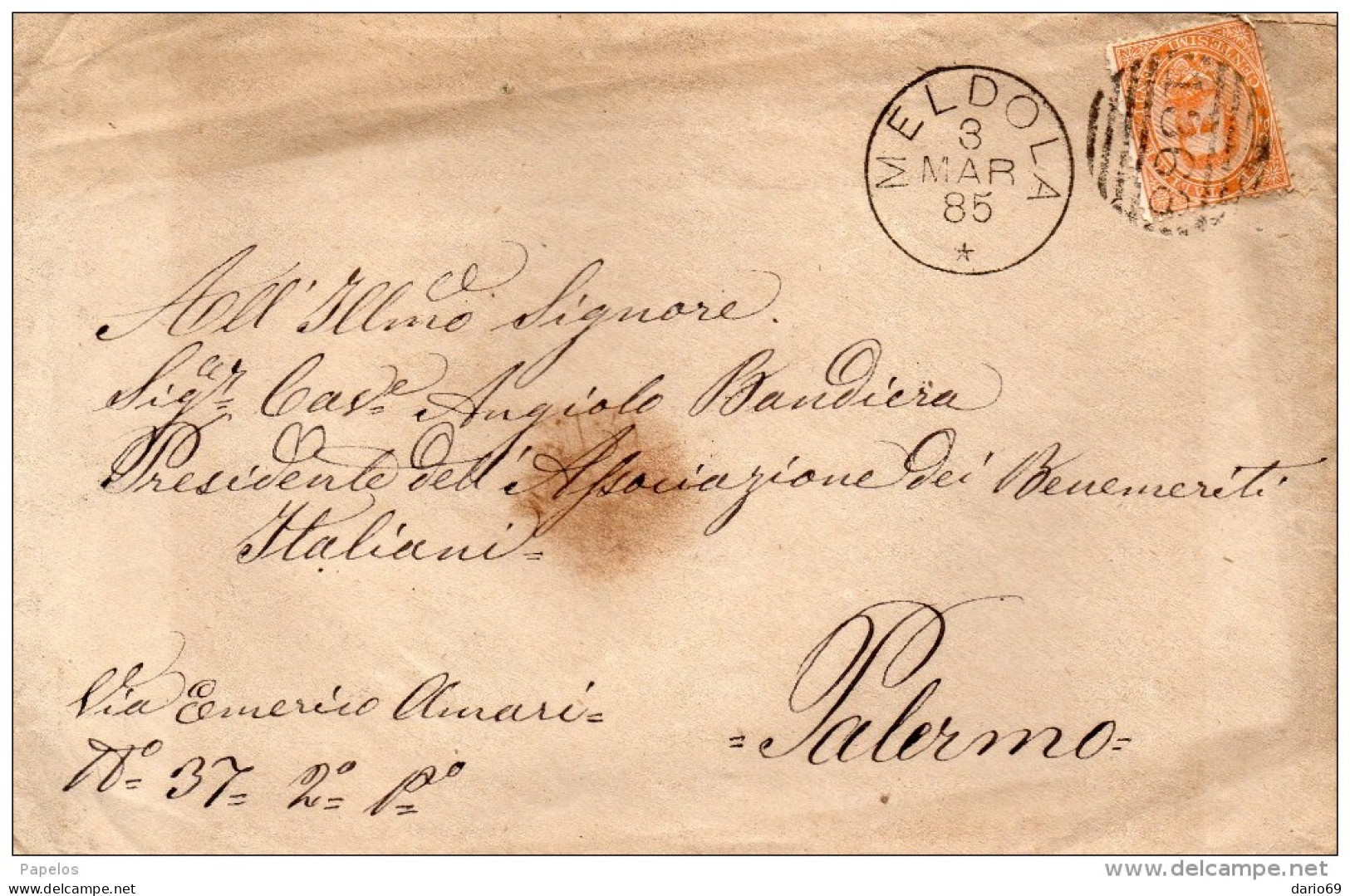 1885  LETTERA CON ANNULLO MELDOLA CESENA - Poststempel