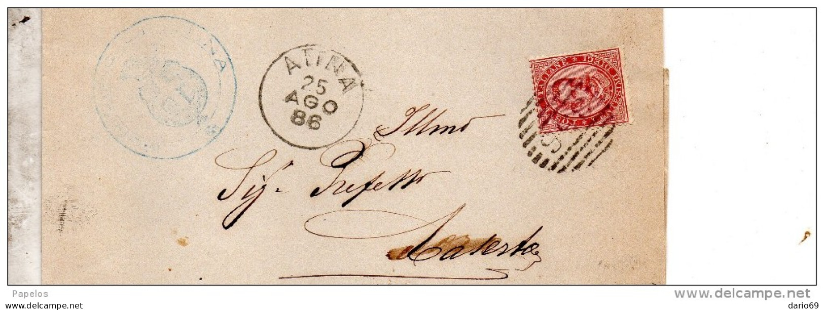 1886  LETTERA CON ANNULLO ATINA FROSINONE - Storia Postale