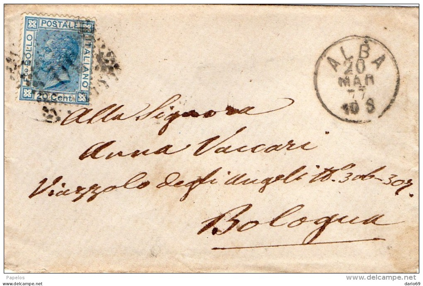 1877  LETTERA CON ANNULLO ALBA CUNEO - Poststempel