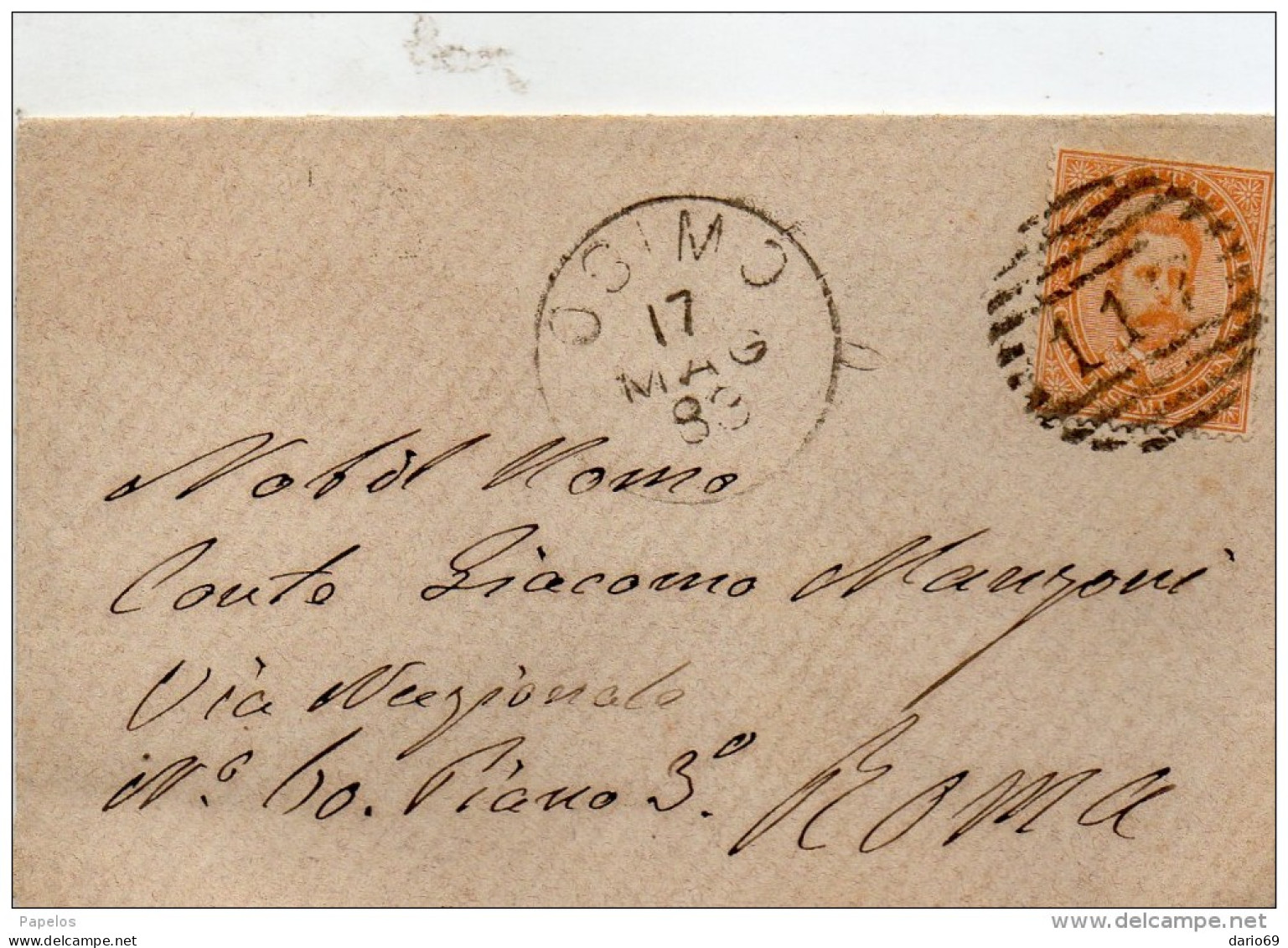 1889  LETTERA CON ANNULLO OSIMO ANCONA - Marcophilie