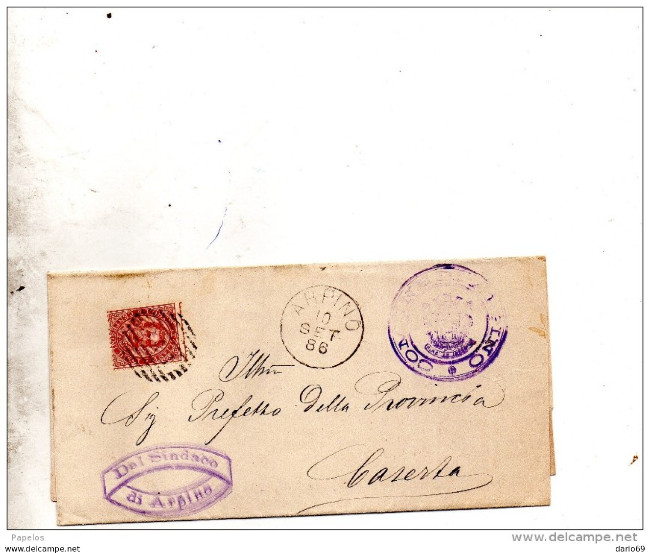 1884  LETTERA CON ANNULLO ARPINO FROSINONE - Marcofilía