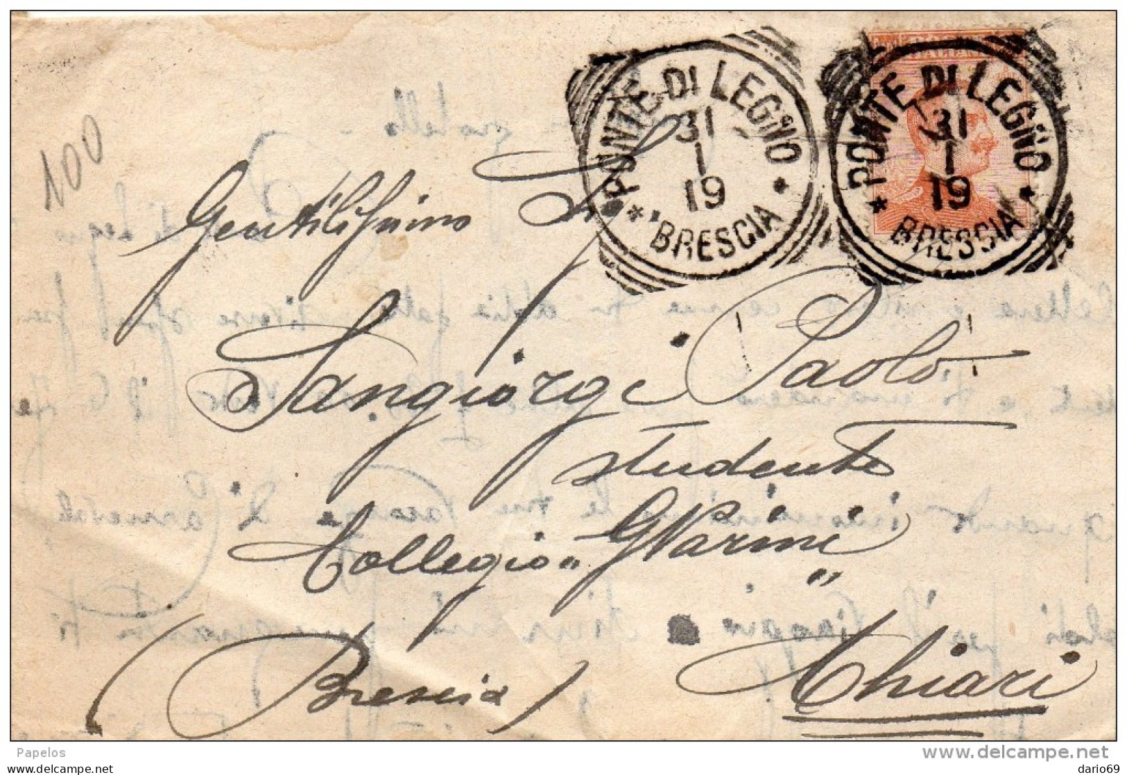 1919  LETTERA CON ANNULLO PONTE DI LEGNO BRESCIA - Storia Postale