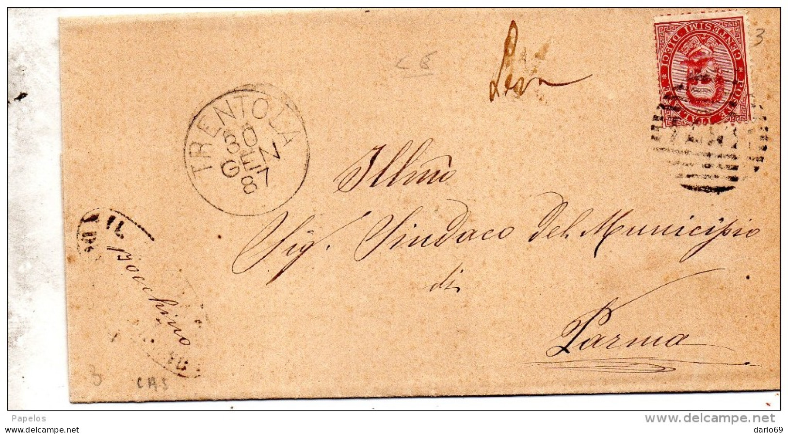 1887  LETTERA CON ANNULLO TRENTOLA  CASERTA - Poststempel