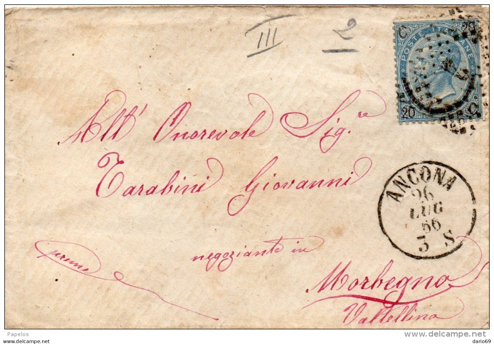 1866  LETTERA CON ANNULLO ANCONA - Storia Postale