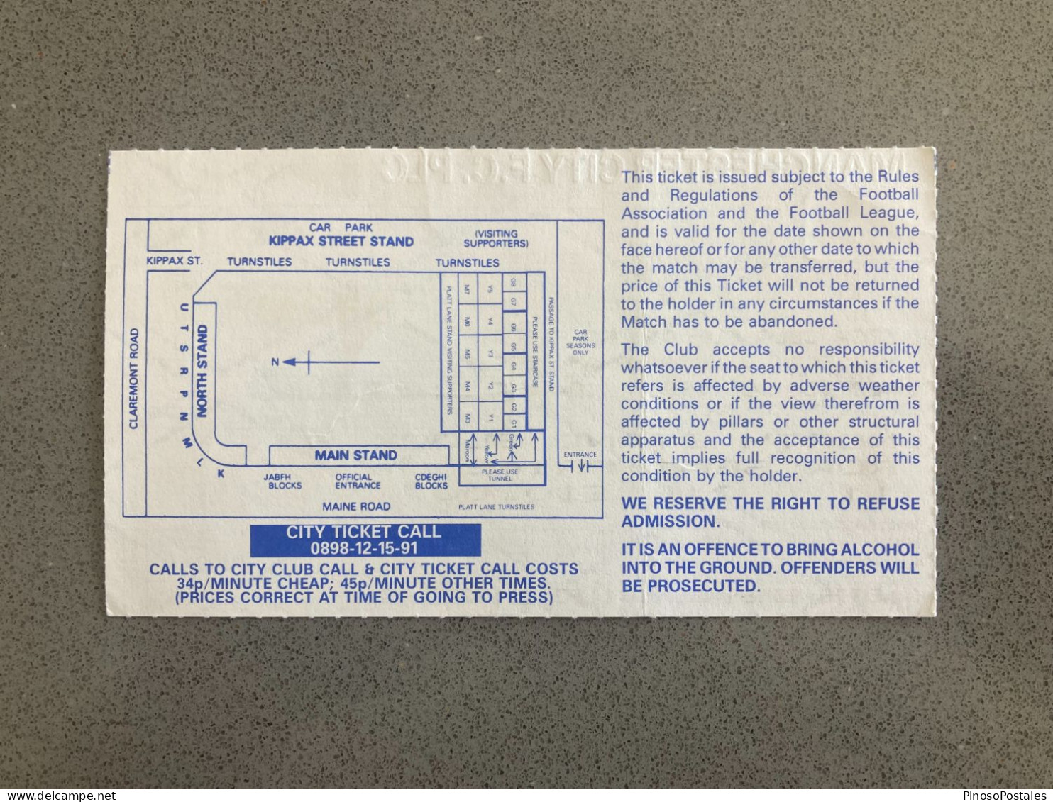 Manchester City V Nottingham Forest 1993-94 Match Ticket - Tickets D'entrée