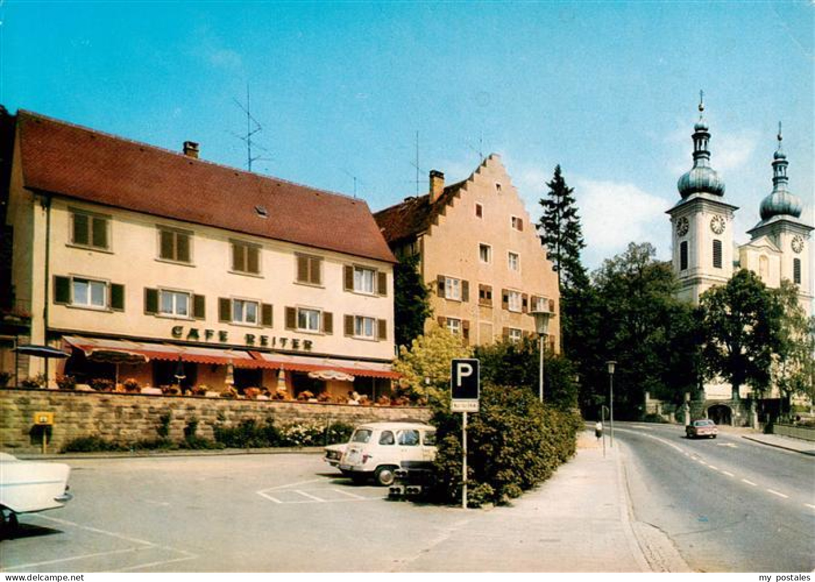 73885080 Donaueschingen Blick Zur Stadtkirche Cafe Reiter Donaueschingen - Donaueschingen