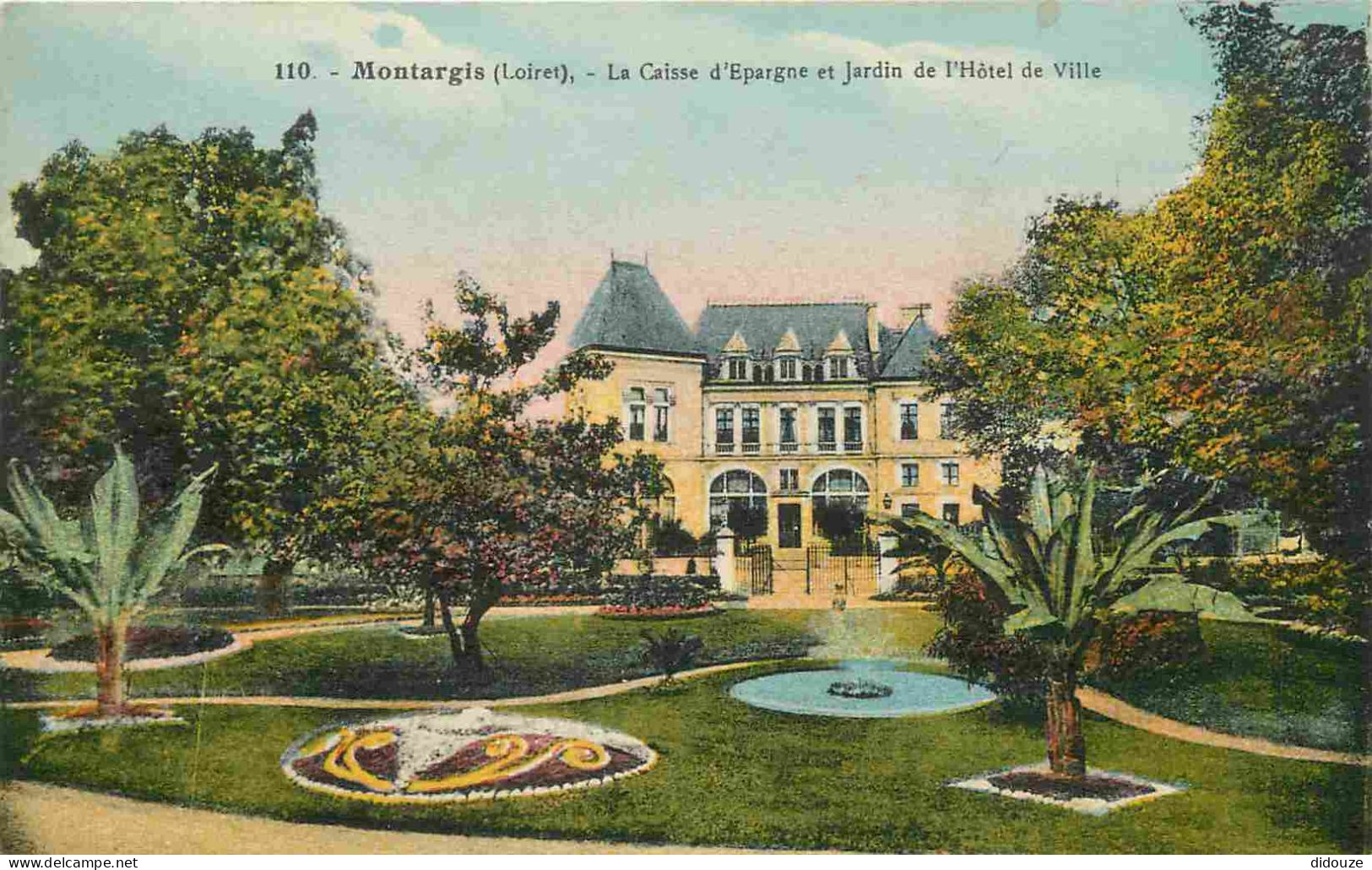 45 - Montargis - La Caisse D'Epargne Et Jardin De L'Hôtel De Ville - Colorisée - Correspondance - CPA - Voyagée En 1936  - Montargis