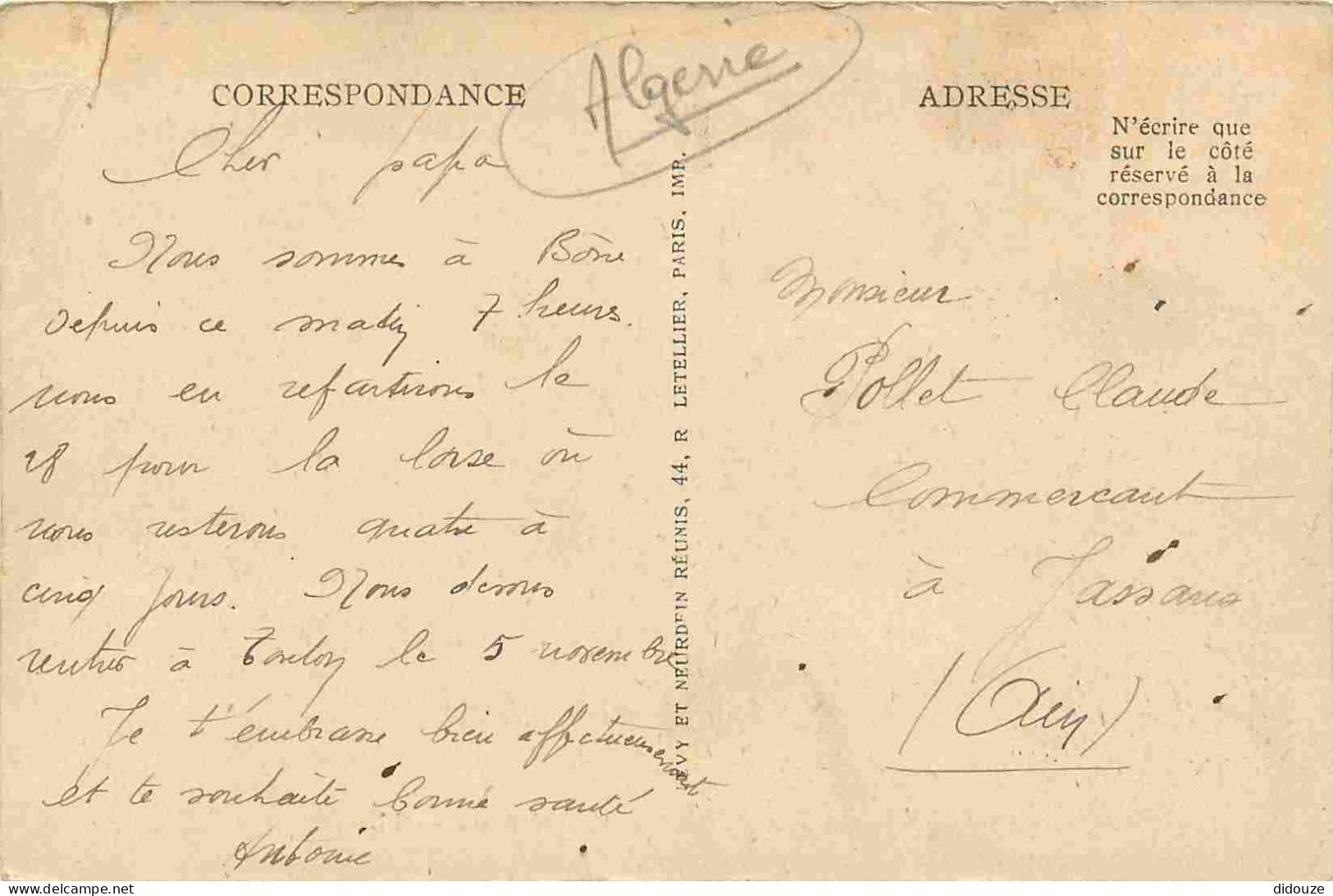 Algérie - Bône - La Rue Bugeaud Et Marché Arabe - Animée - Correspondance - CPA - Etat Carte Arrachée Sur 1 Cm - Voir Sc - Andere & Zonder Classificatie