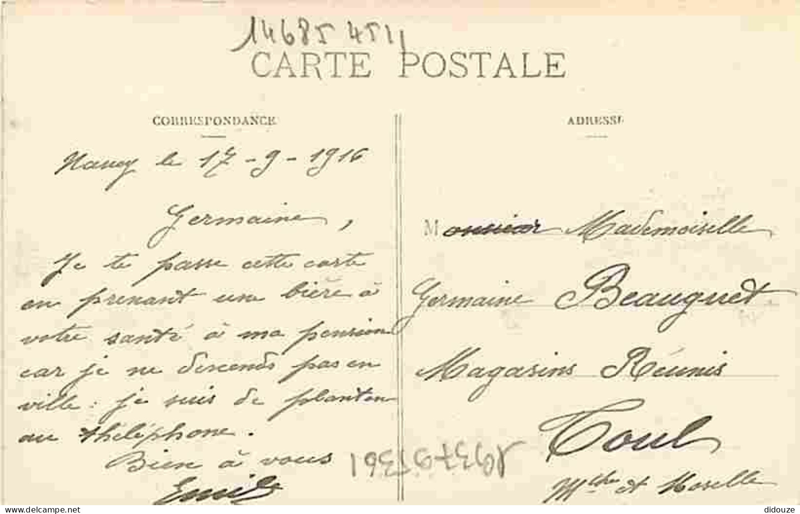 88 - Saint Dié - La Vanne De Pierre - Correspondance - Voyagée En 1916 - CPA - Voir Scans Recto-Verso - Saint Die