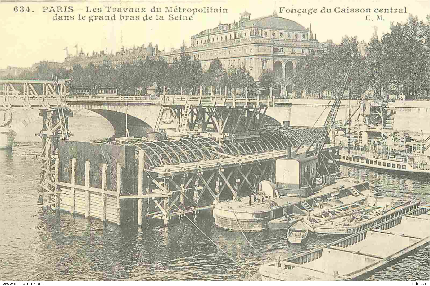 Reproduction CPA - 75 Paris - Les Travaux Du Métropolitain - Fonçage Du Caisson Central Dans Le Grand Bras De La Seine - - Metro, Estaciones
