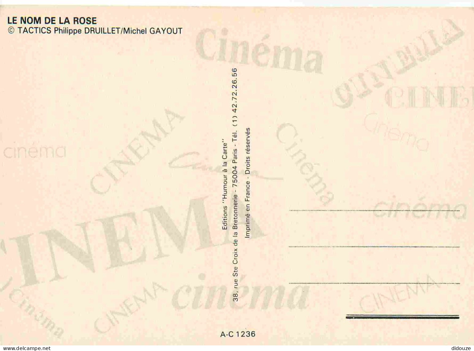 Cinema - Affiche De Film - Le Nom De La Rose - Sean Connery - E Murray Abraham - CPM - Carte Neuve - Voir Scans Recto-Ve - Manifesti Su Carta