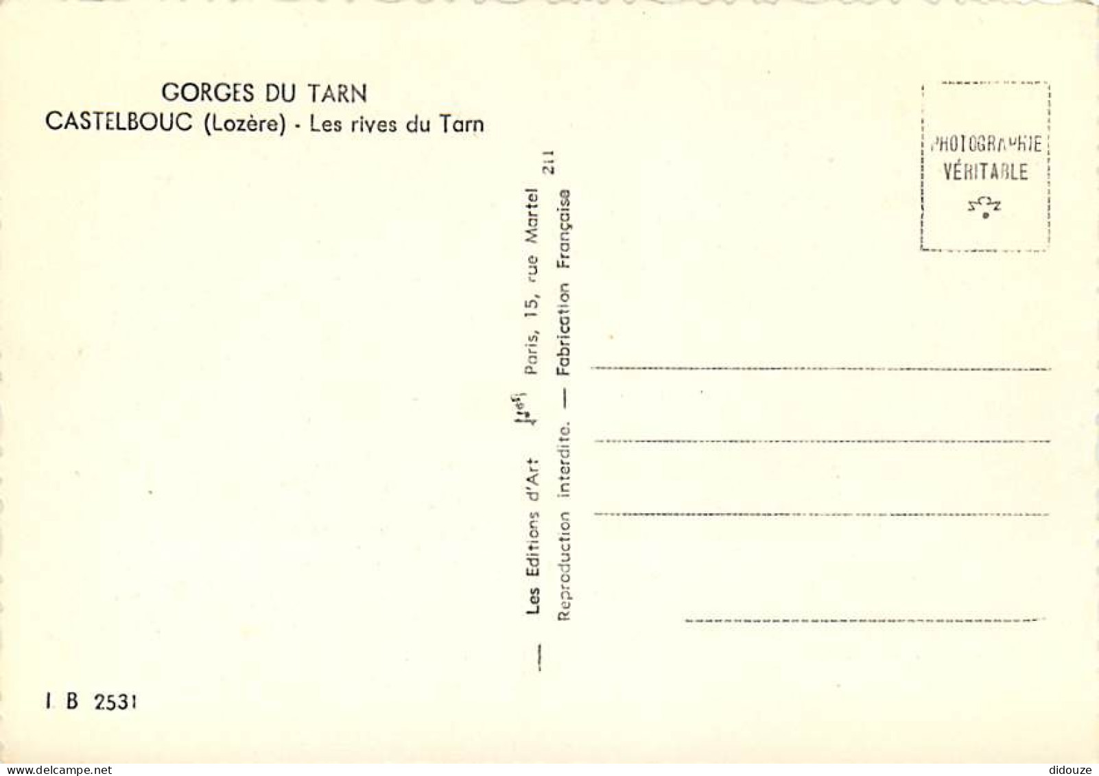 48 - Castelbouc - Les Rives Du Tarn - Gorges Du Tarn - Mention Photographie Véritable - Carte Dentelée - CPSM Grand Form - Altri & Non Classificati