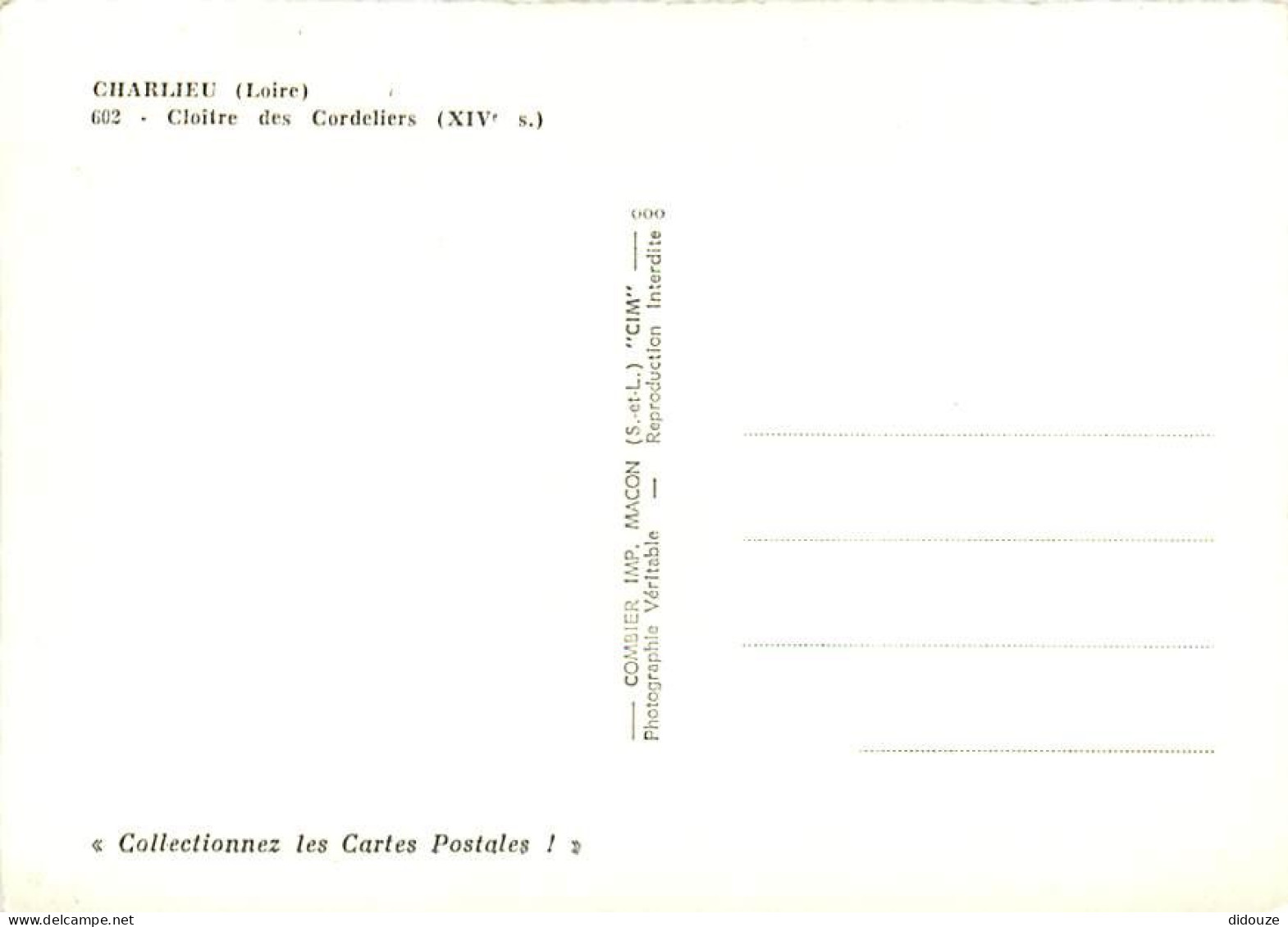 42 - Charlieu - Cloître Des Cordeliers - Mention Photographie Véritable - Carte Dentelée - CPSM Grand Format - Carte Neu - Charlieu