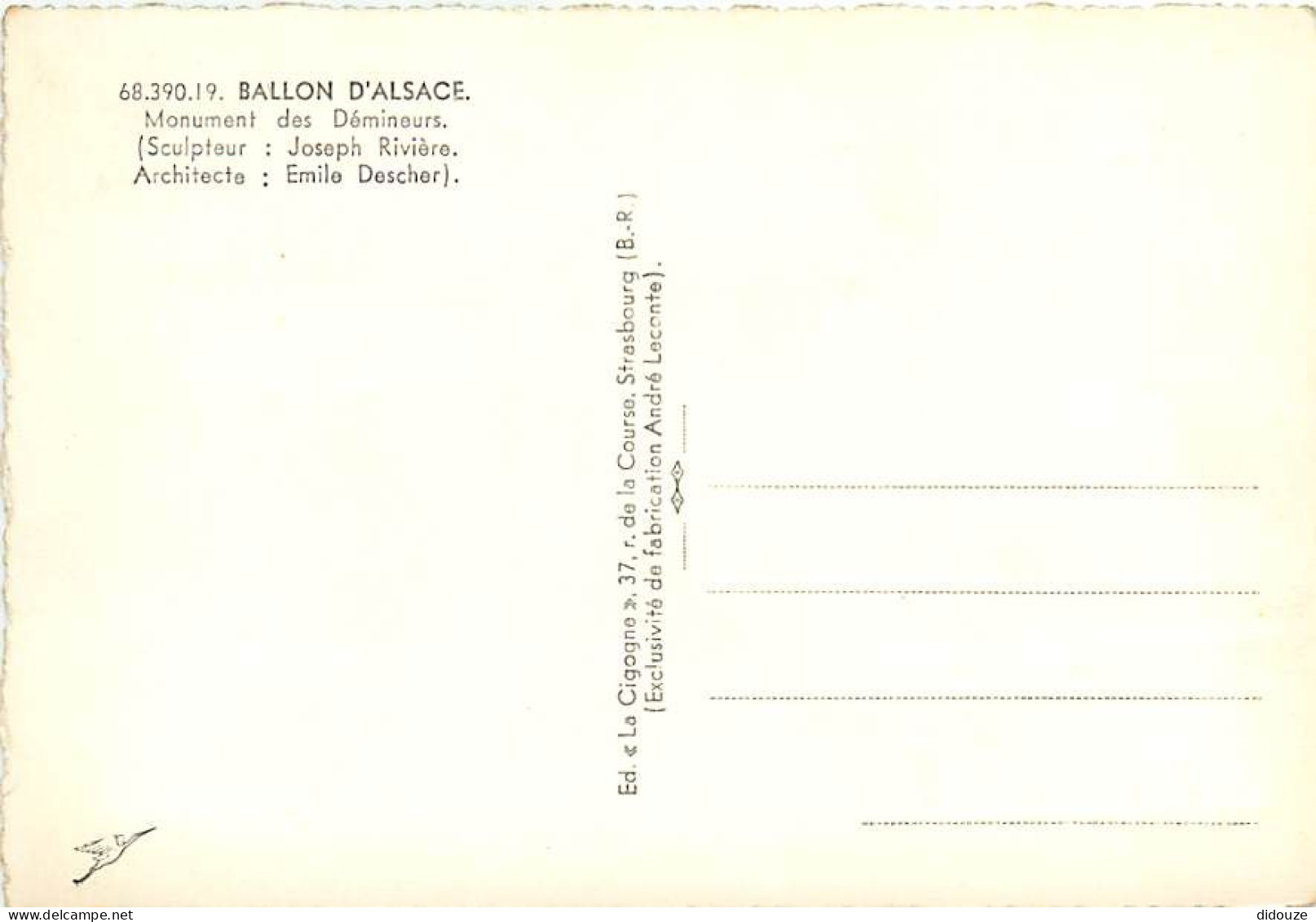68 - Ballon D'Alsace - Monument Des Démineurs - CPSM Grand Format - Carte Neuve - Voir Scans Recto-Verso - Autres & Non Classés
