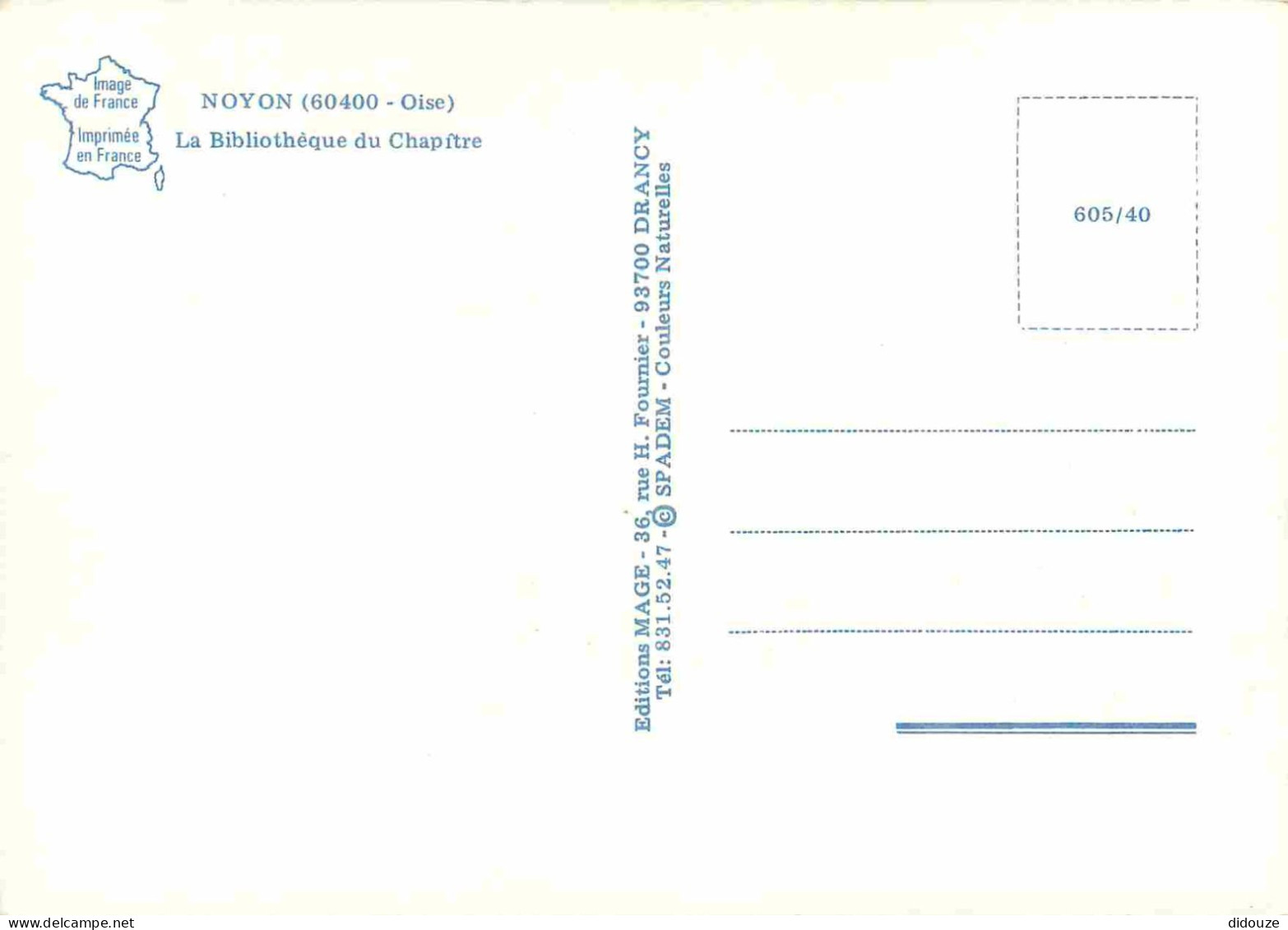 60 - Noyon - La Bibliothèque Du Chapitre - CPM - Carte Neuve - Voir Scans Recto-Verso - Noyon