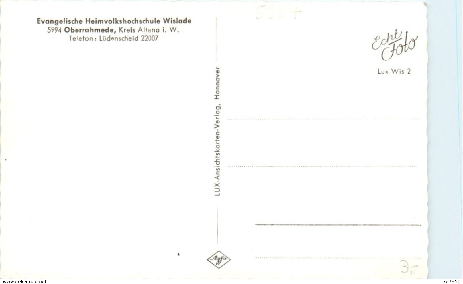 Oberrahmede - Krs. Altena - Heimvolkshochschule Wislade - Altena