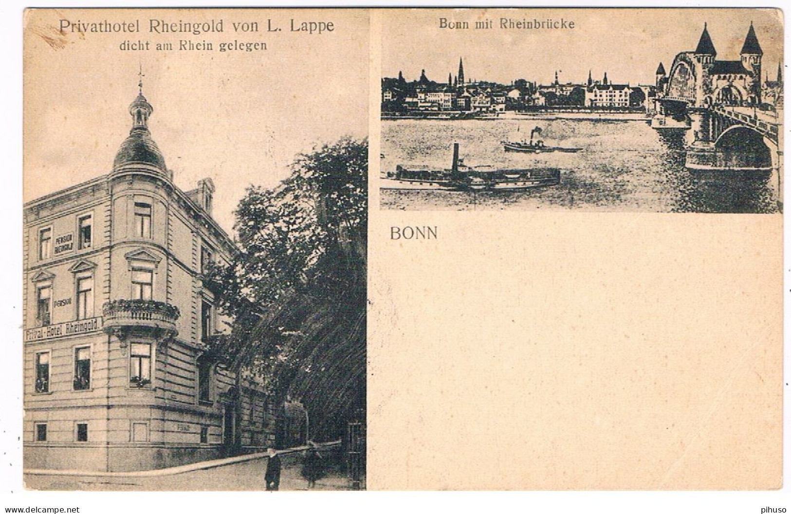 D-17049  BONN : Privathotel Rheingold  / Bonn Mit Rgeinbrücke - Bonn