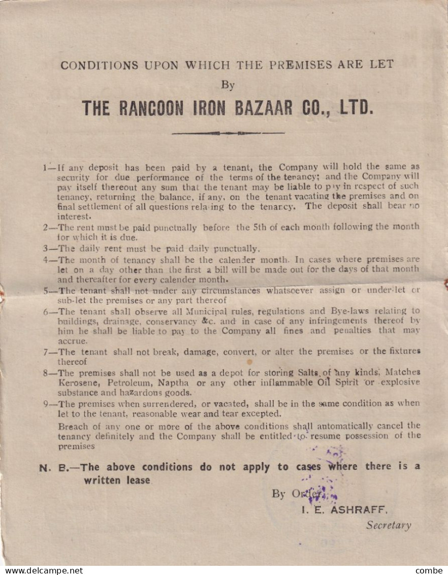 BURMA. THE RANGOON IRON BAZAAR. 9 MAY 1950 - Birmanie (...-1947)