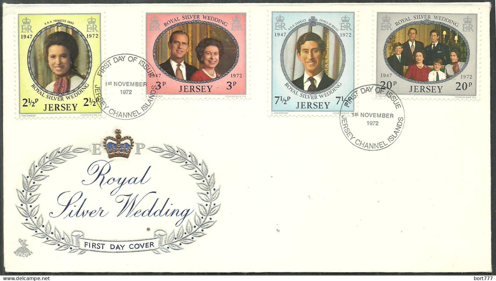 JERSEY 1972 FDC COVER - Royal - Jersey