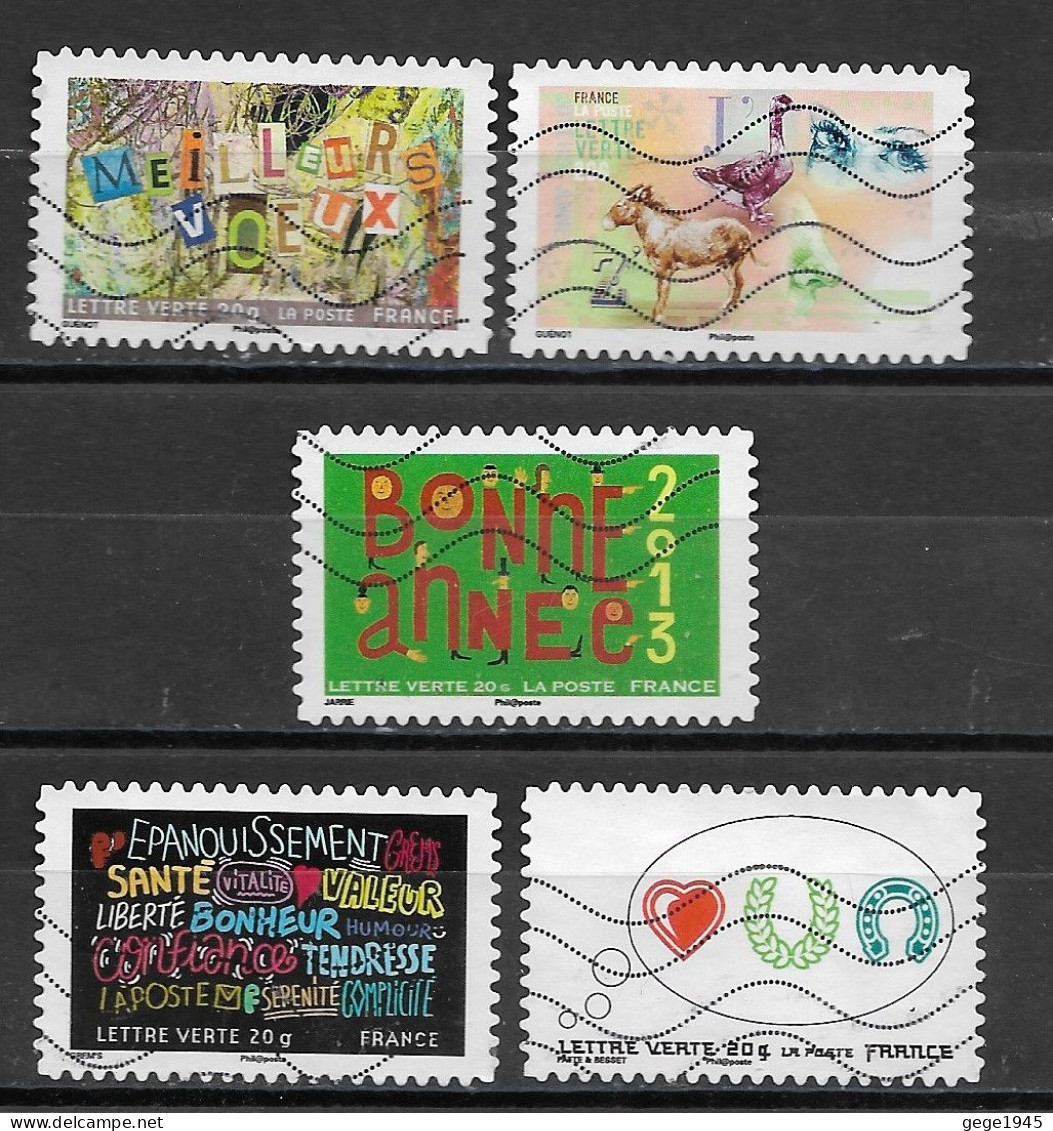 France 2012  Oblitéré Autoadhésif  N°  765  - 770 - 772  - 773 - 774   -     Meilleurs Voeux - Used Stamps