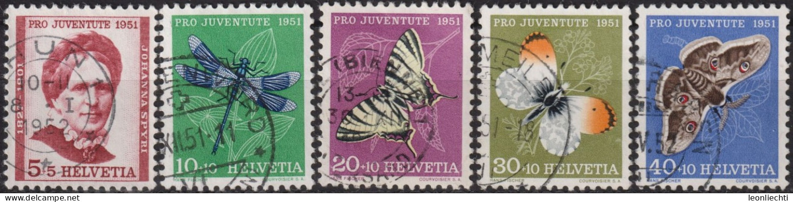 1951 Schweiz Pro Juventute ° Zum:CH J138-J142,Yt:CH 512-516, Mi:CH 561-265, Insekten Und Johanna Spyri - Gebruikt