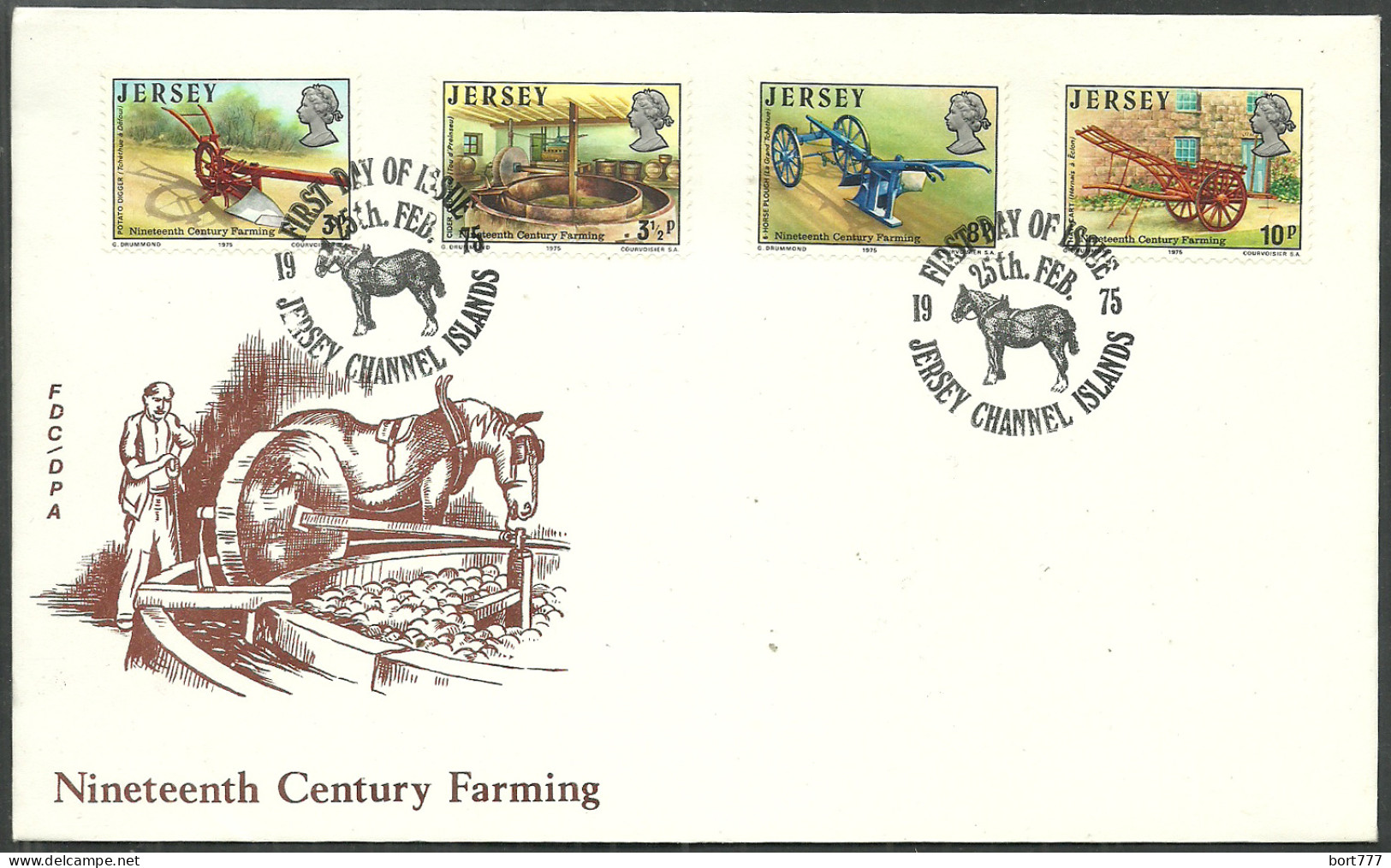 JERSEY 1975 FDC COVER - Animals - Jersey