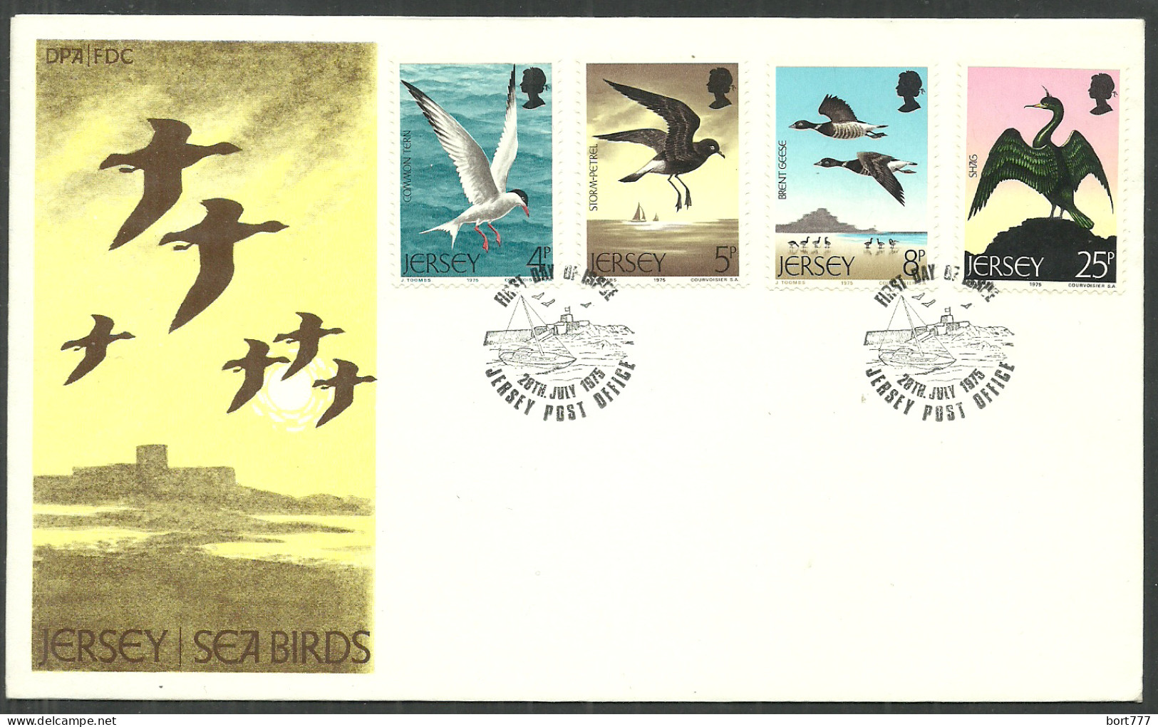 JERSEY 1975 FDC COVER - Birds - Jersey