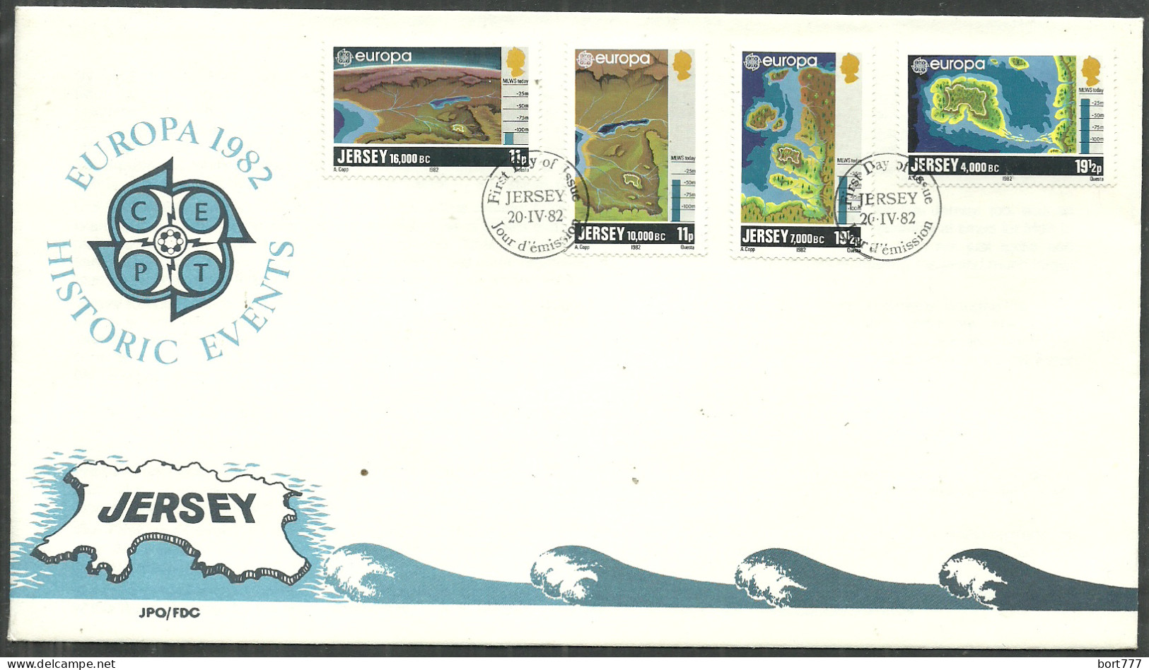 JERSEY 1982 FDC COVER - Europa Cept Map - Jersey