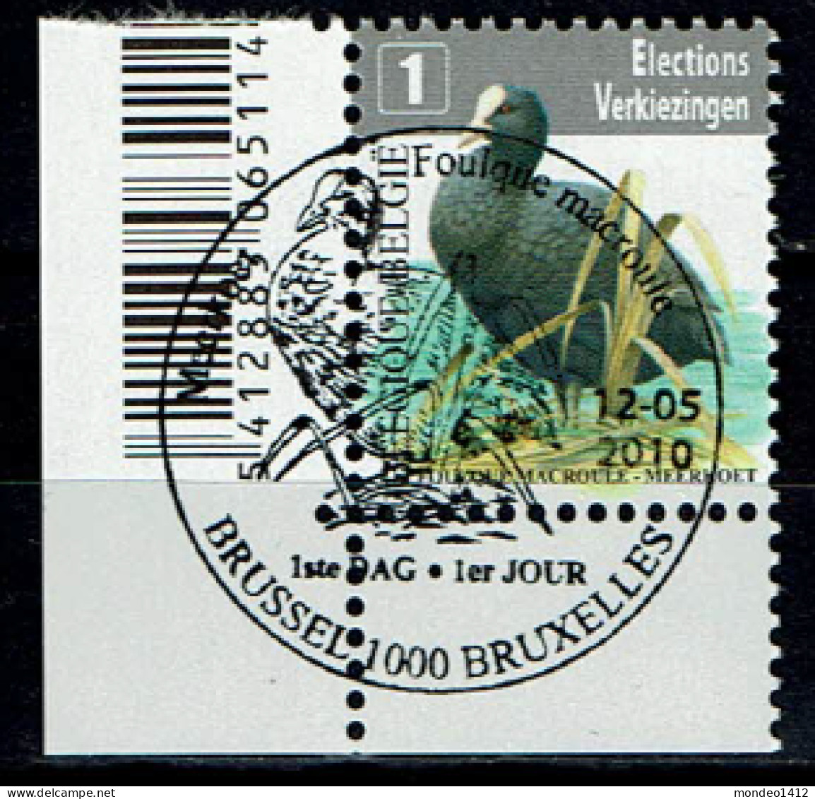 België OBP 4042 - Vogel Meerkoet, Foulque Macroule, Verkiezingszegel - Gebraucht