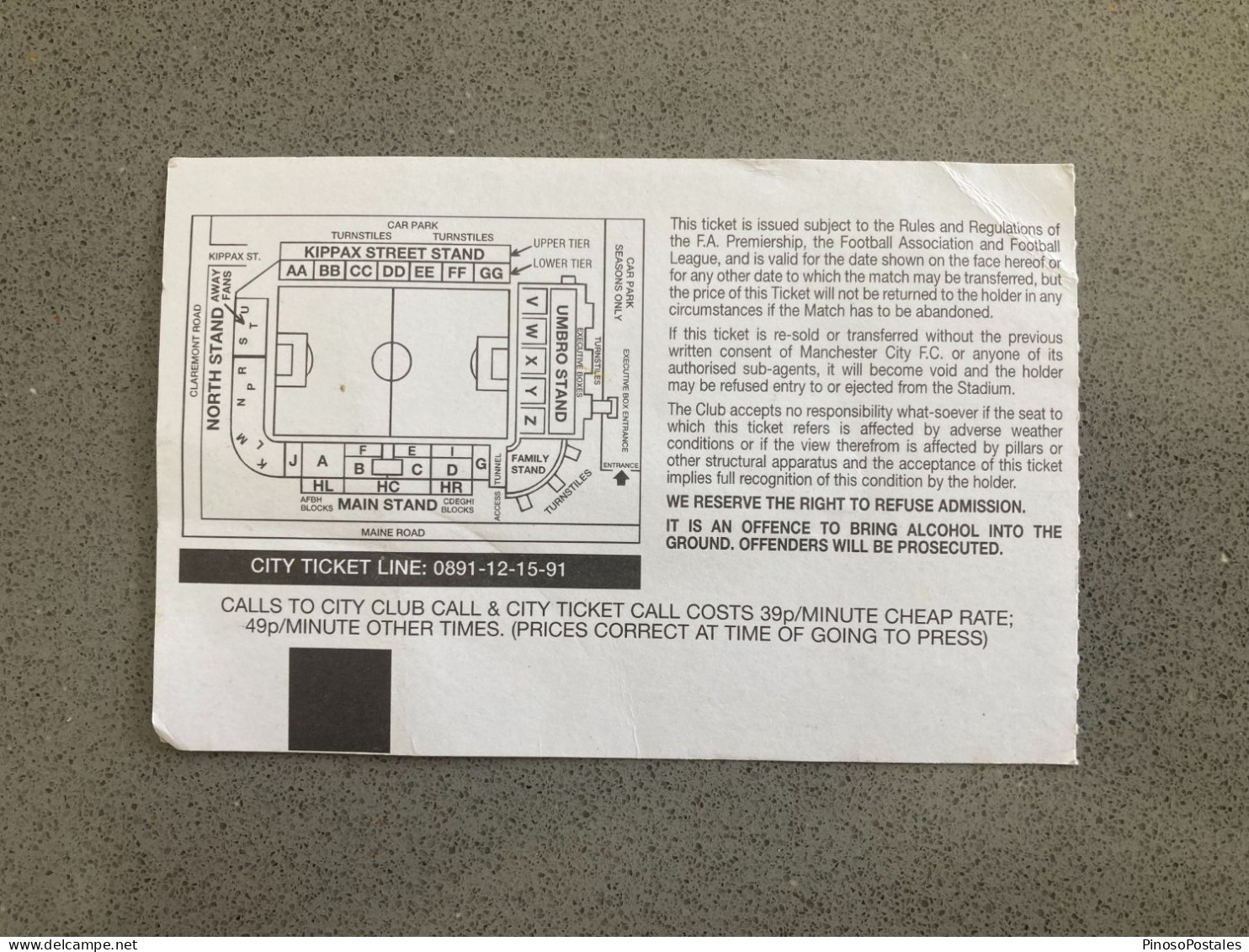 Manchester City V Sheffield United 1996-97 Match Ticket - Biglietti D'ingresso