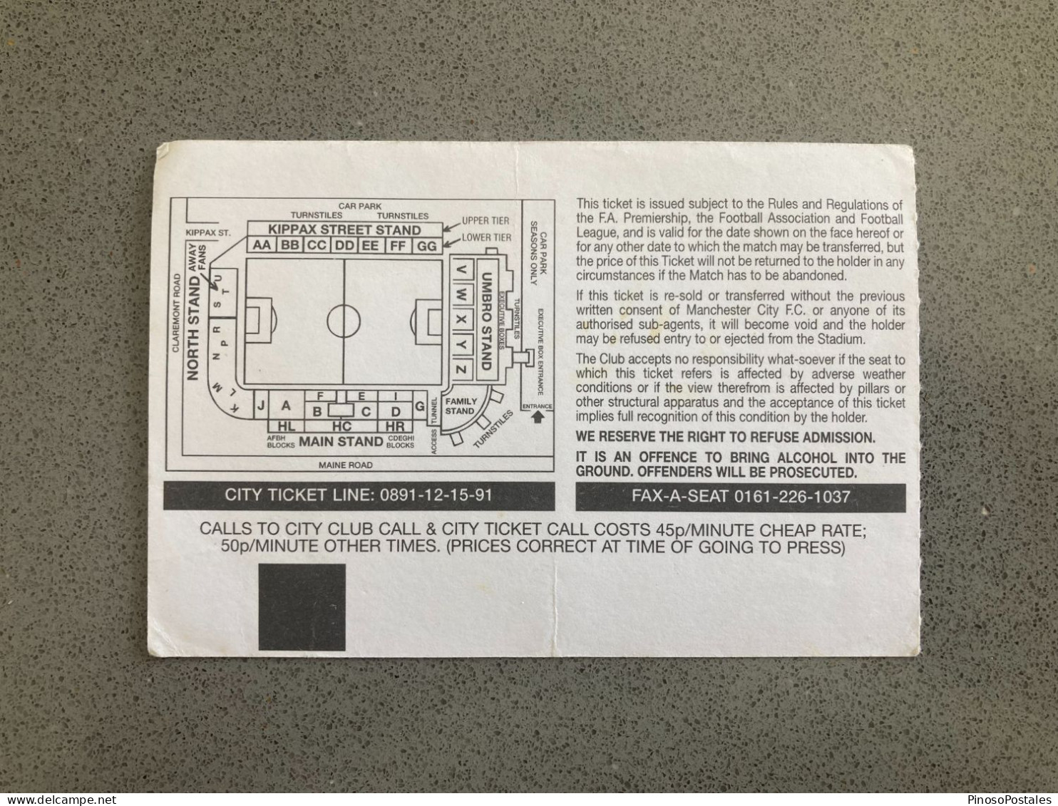 Manchester City V Oldham Athletic 1996-97 Match Ticket - Tickets & Toegangskaarten