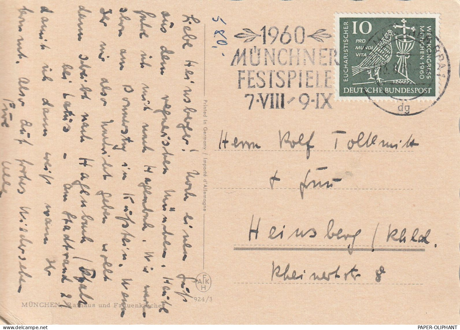 BUND - 1960, Michel 330, AK Einzelfrankatur - Lettres & Documents