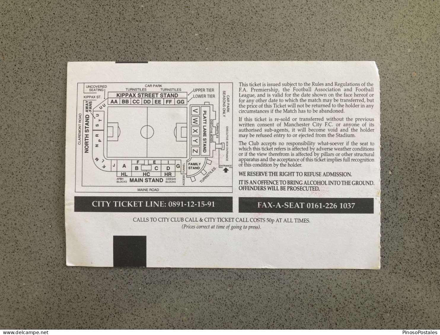 Manchester City V Tranmere Rovers 1997-98 Match Ticket - Tickets & Toegangskaarten