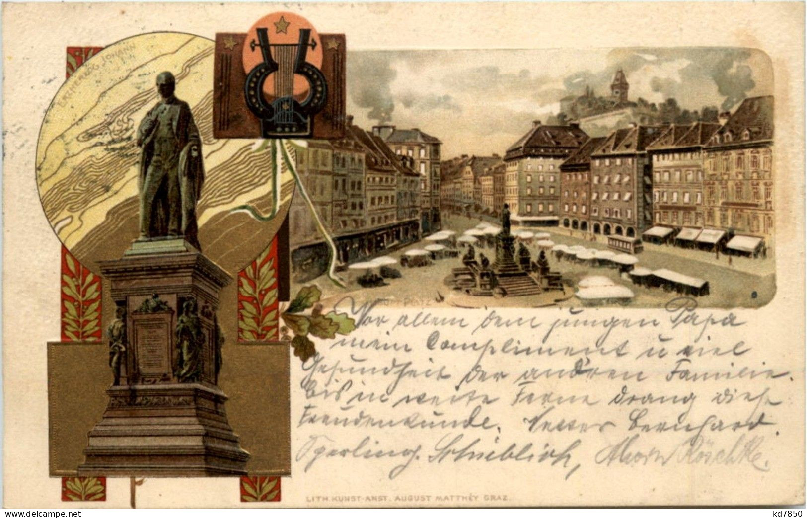 Graz - Litho - Prägekarte - Graz