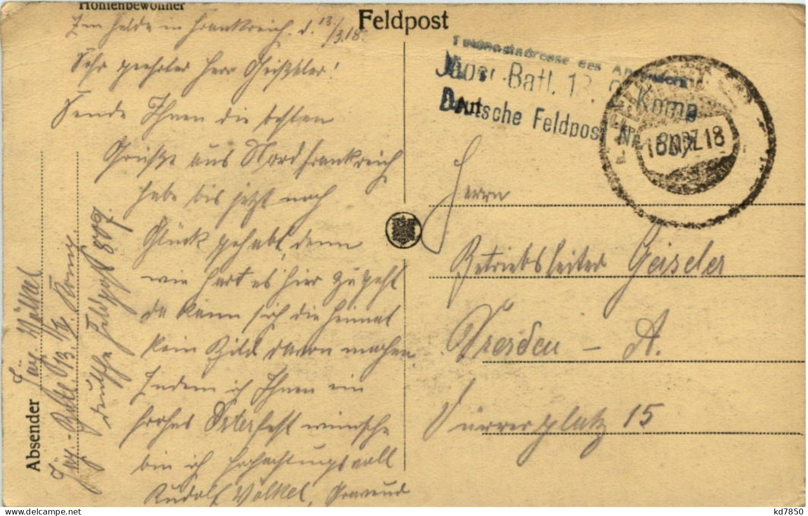 Feldpost - Weltkrieg 1914-18