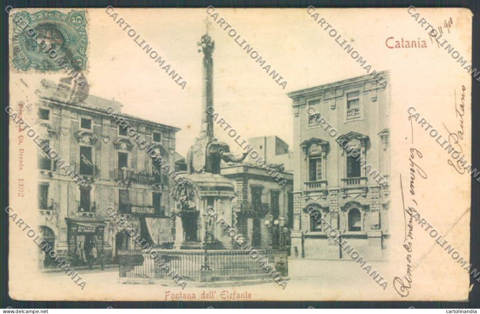 Catania Città Elefante PIEGA RIPARATA Cartolina ZB8756 - Catania