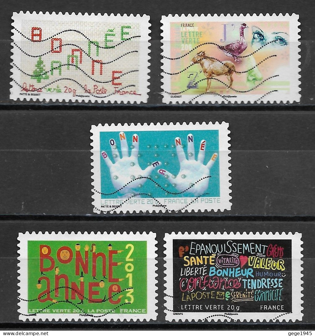 France 2012  Oblitéré Autoadhésif  N°  766  - 770 - 771 - 772  - 773  -     Meilleurs Voeux - Used Stamps