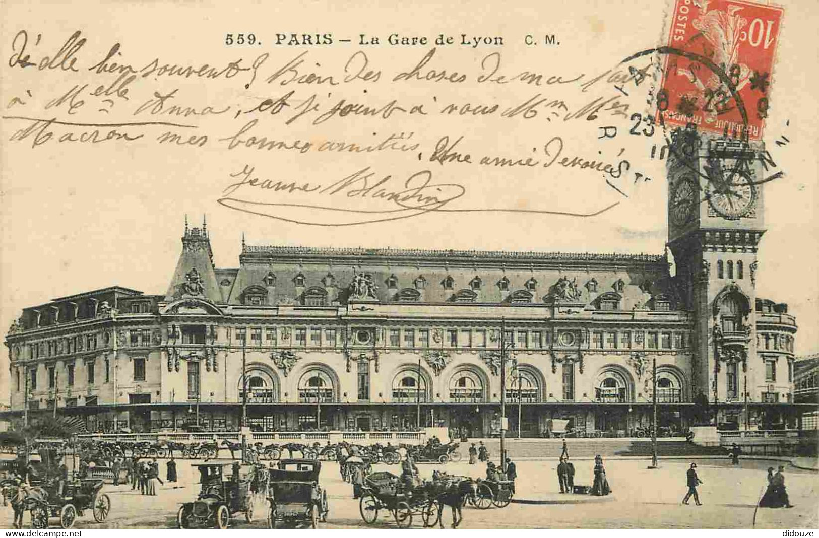 75 - Paris - Gare De Lyon - Animée - Correspondance - CPA - Oblitération Ronde De 1910 - Voir Scans Recto-Verso - Stations, Underground