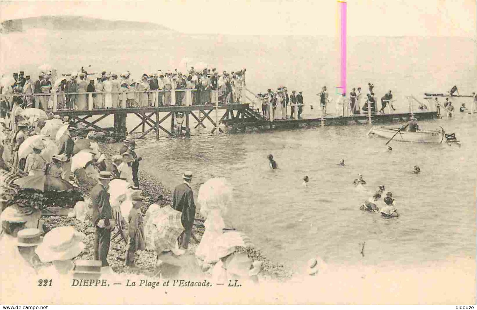 76 - Dieppe - La Plage Et L'Estacade - Animée - Correspondance - CPA - Oblitération Ronde De 1923 - Voir Scans Recto-Ver - Dieppe