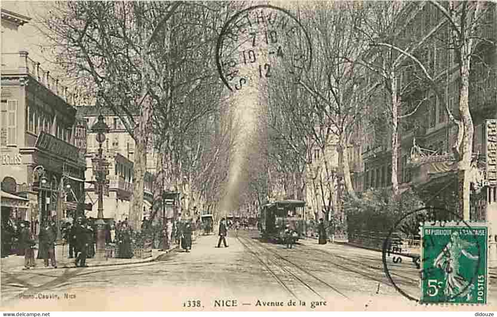 06 - Nice - Avenue De La Gare - Animée - Tramway - Oblitération Ronde De 1912 - CPA - Voir Scans Recto-Verso - Bar, Alberghi, Ristoranti