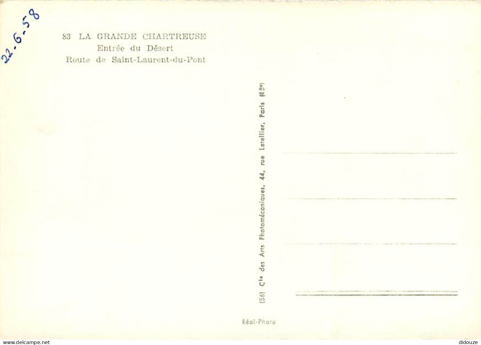 38 - La Grande Chartreuse - Entrée Du Désert - Route De Saint-Laurent-du-Pont - Mention Photographie Véritable - Carte D - Chartreuse