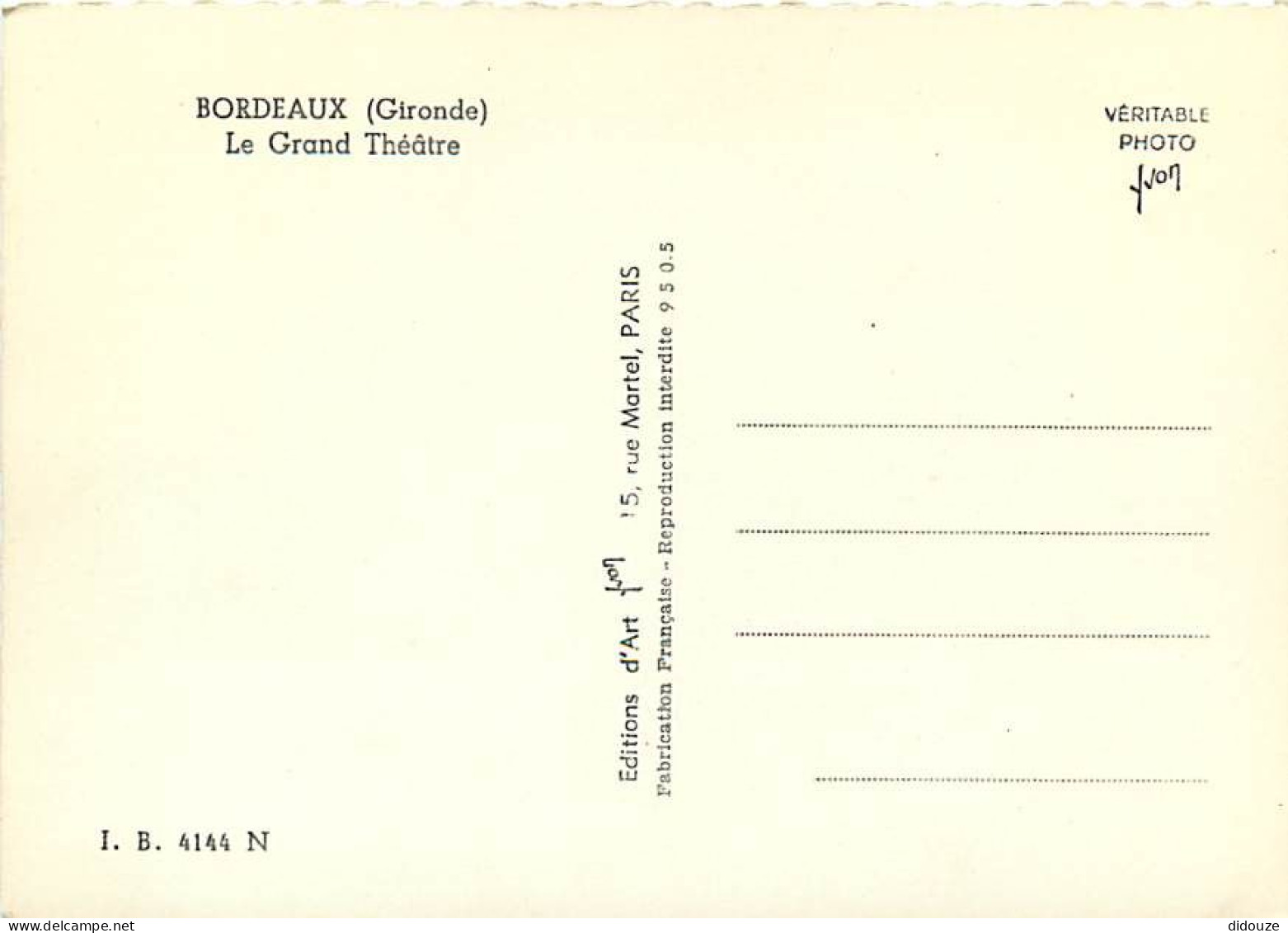 33 - Bordeaux - Le Grand Théâtre - Automobiles - Mention Photographie Véritable - Carte Dentelée - CPSM Grand Format - C - Bordeaux