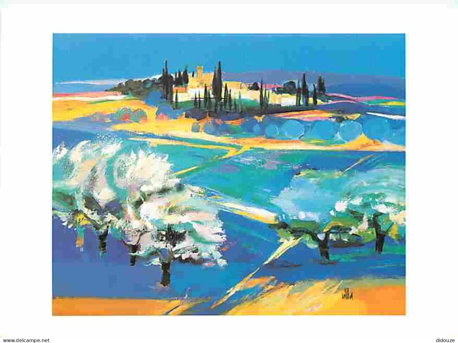 Art - Peinture - Villa - Provence Bleue - CPM - Voir Scans Recto-Verso - Malerei & Gemälde