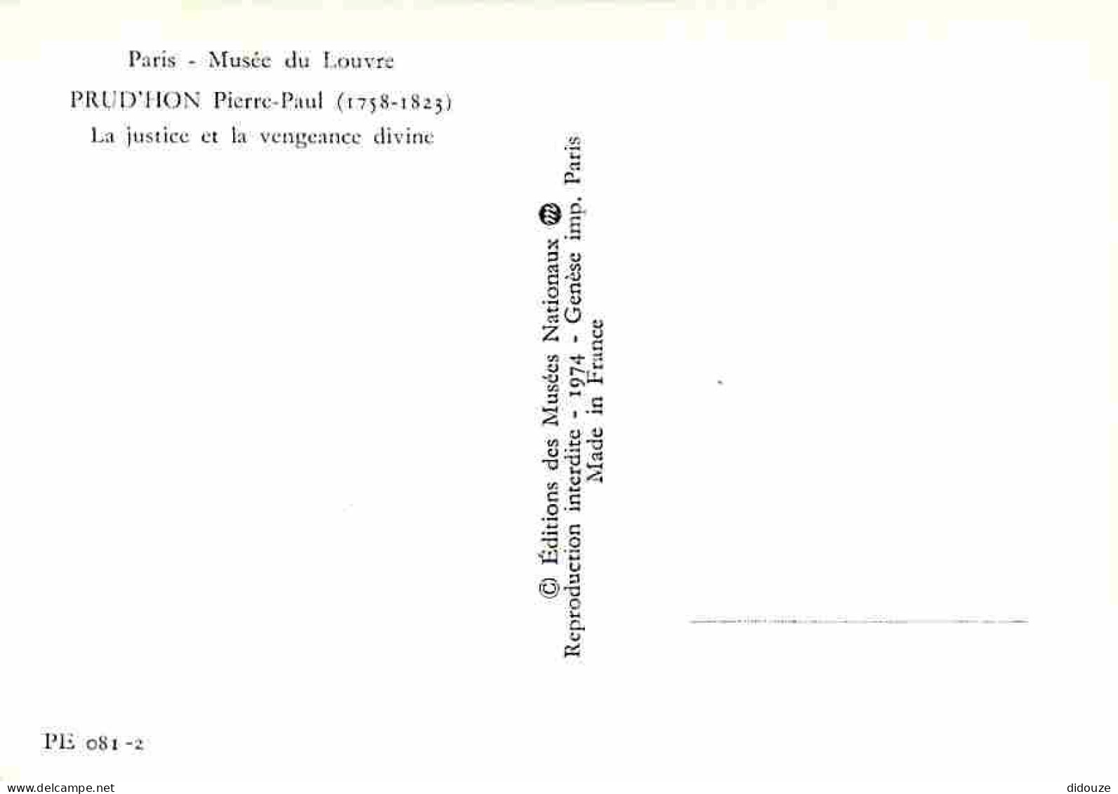 Art - Peinture - Pierre Paul Prud'Hon - La Justice Et La Vengeance Divine - CPM - Voir Scans Recto-Verso - Peintures & Tableaux