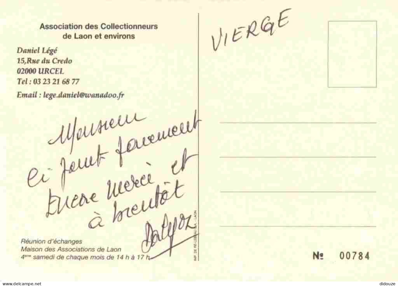 02 - Vervins - Carte Publicitaire Pour La 1e Bourse Toutes Collections 2002 - CPM - Voir Scans Recto-Verso - Vervins