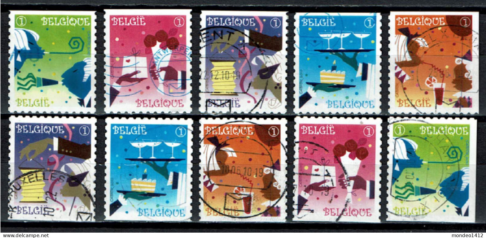 België OBP 4037/4041 - Zegels Uit Boekje B113 - Timbres De Fête - Used Stamps
