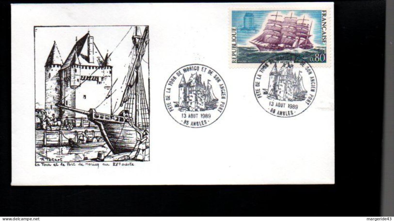 FETE DE LA TOUR DE MORICQ ET DE SON ANCIEN PORT à ANGLES VENDEE 1989 - Commemorative Postmarks