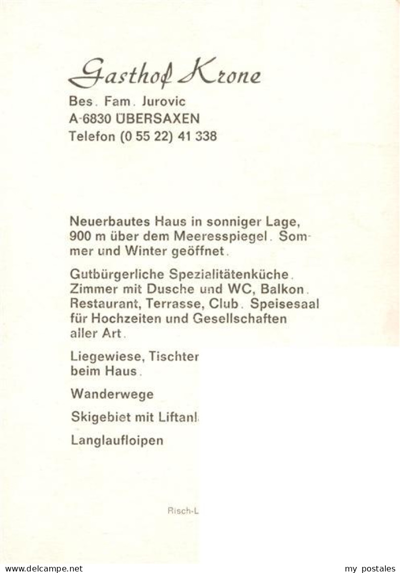 73884801 Uebersaxen Gasthof Krone Gastraum Uebersaxen - Autres & Non Classés